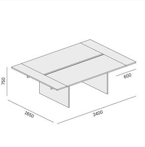 Stół DOUBLE SOLID + 2x rozszerzenie blatu, 2400 x 1650 x 743 mm, biały