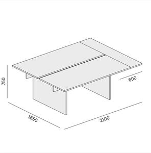 Biurko DOUBLE SOLID + 1x rozszerzenie blatu, 2100 x 1650 x 743 mm, orzech