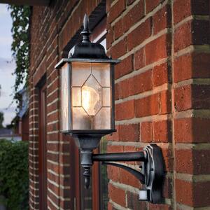 Konstsmide Lampa zewnętrzna z czujnikiem ruchu MILANO, czarny, metal, nowoczesny