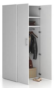 Szafa biurowa ubraniowa wysoka SOLID, drążek ubraniowy, 2 półki, 800 x 600 x 1830 mm, biały