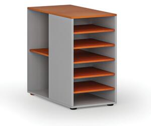 Dostawna szafka półkowa do biurka PRIMO GRAY, lewa, szara/wiśnia