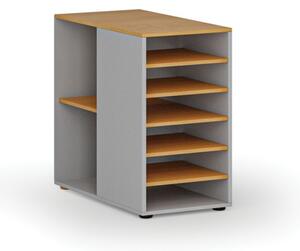 Dostawna szafka półkowa do biurka PRIMO GRAY, lewa, szara/buk