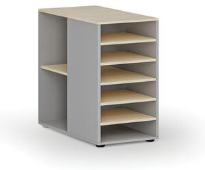 Dostawna szafka półkowa do biurka PRIMO GRAY, lewa, szara/brzoza