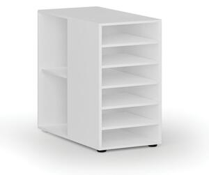 Dostawna szafka półkowa do biurka PRIMO WHITE, lewa, biała