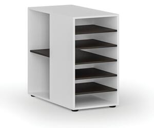 Dostawna szafka półkowa do biurka PRIMO WHITE, lewa, biała/wenge