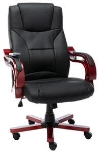 Masujące krzesło biurowe, czarne, obite prawdziwą skórą