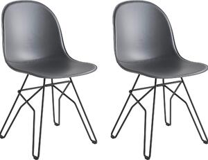 Skórzane krzesła (2 szt.) we włoskim stylu w odcieniach czerni i szarości