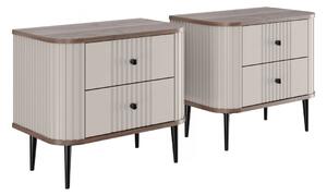 Zestaw szafek nocnych Vesper 56 cm - kaszmir / orzech / czarne nogi