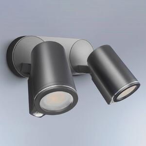 STEINEL Smart Sensor – spot zewnętrzny One SC, 2-punktowy, antracytowy, IP44 Spot Duo SC, czarny, aluminium, nowoczesny