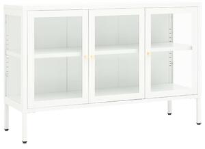 Szafka boczna, biała, 105x35x70 cm, stal i szkło