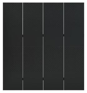 Parawan 4-panelowy, czarny, 160 x 180 cm, stalowy