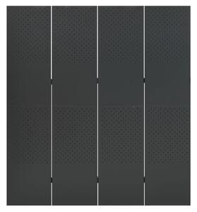 Parawan 4-panelowy, antracytowy, 160 x 180 cm, stalowy