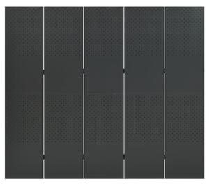 Parawan 5-panelowy, antracytowy, 200 x 180 cm, stalowy