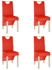 Krzesła stołowe, 4 szt., czerwone, obite sztuczną skórą