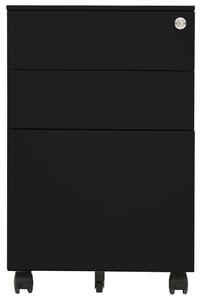 Mobilna szafka kartotekowa, czarna, 39x45x60 cm, stalowa