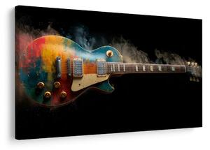 Obraz gitara w kolorowym dymie