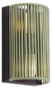 Lampa ścienna Japandi zielona z czarnym sznurem IP44 - Jayla