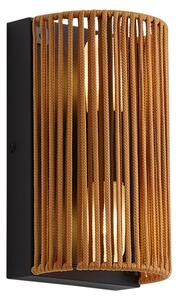 Lampa ścienna Japandi pomarańczowa z czarną liną IP44 - Jayla