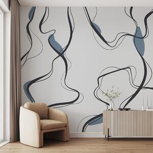 Fototapety Rysunek tuszem, abstrakcyjny wzór, geometryczne linie, szary i niebieski, Fototapety Abstrakcja, u99659 : Uwalls.pl