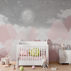 Fototapety Księżyc nad ośnieżonymi górami ilustracja dla dzieci, Fototapety Dziecięce, w00374 : Uwalls.pl