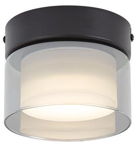 Nowoczesna lampa sufitowa czarna z przydymionym szkłem - Puck