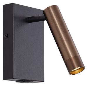 Nowoczesny kinkiet czarny z ciemnobrązowym regulowanym złączem USB-C - Croft