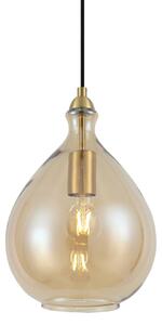 Nowoczesna lampa wisząca złota z bursztynowym szkłem - Traditional