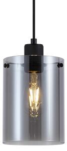 Designerska lampa wisząca czarna z przydymionym szkłem - Domo