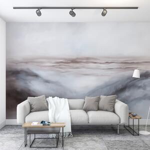Fototapety Abstrakcyjny krajobraz w pastelowych kolorach, pociągnięcia pędzla, plaża, morze, szara paleta, Fototapety Akwarele, w08141 : Uwalls.pl
