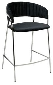 Krzesło Barowe Margo 65 Czarny - Welur, Podstawa Chromowana