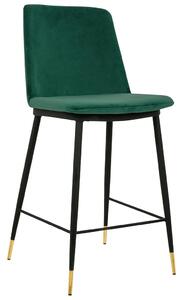Krzesło Barowe Diego 65 Zielone - Welur, Podstawa Czarno Złota