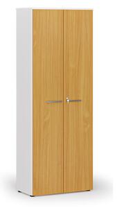 Szafa biurowa z drzwiami PRIMO WHITE, 800 x 420 x 2128 mm, biały/buk