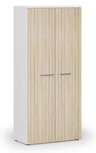 Szafa biurowa z drzwiami PRIMO WHITE, 800 x 420 x 1781 mm, biały/dąb naturalny