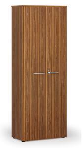 Szafa biurowa z drzwiami PRIMO WOOD, 800 x 420 x 2128 mm, orzech