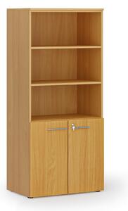 Szafa biurowa z drzwiami niskimi PRIMO WOOD, 800 x 500 x 1781 mm, buk