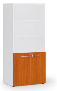 Szafa biurowa z drzwiami niskimi PRIMO WHITE, 800 x 500 x 1781 mm, biały/czereśnia