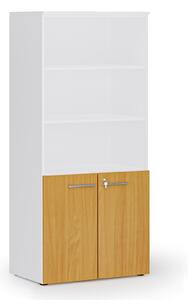 Szafa biurowa z drzwiami niskimi PRIMO WHITE, 800 x 500 x 1781 mm, biały/buk