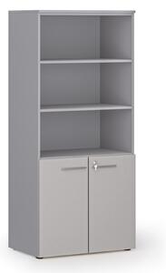 Szafa biurowa z drzwiami niskimi PRIMO GRAY, 800 x 500 x 1781 mm, szary