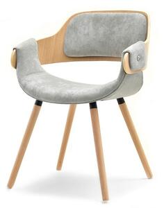 Stylowe krzesło drewniane do salonu tapicerowane welurem twig dąb - popiel