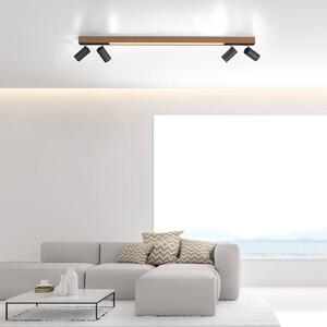 PURE Lampa sufitowa Lines Spot, możliwość ściemniania, jasne drewno, salon / jadalnia, aluminium