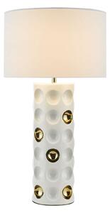 Lampa Stołowa Dimple Table Lamp Gloss White Gold With Shade