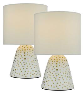 Lampa Srołowa Glenda Ceramic Table Lamp White With Shade (Twin Pack)