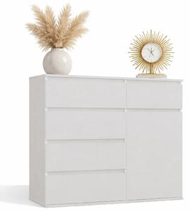Biała nowoczesna komoda z szufladami i półkami 100cm B4-D90