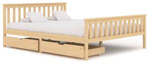 Rama łóżka z 2 szufladami, lite drewno sosnowe, 160 x 200 cm