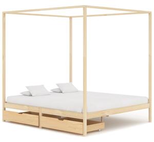 Rama łóżka z baldachimem i 2 szufladami, sosna, 180 x 200 cm
