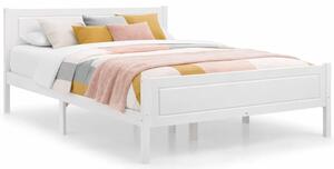 Białe dwuosobowe drewniane łóżko 140x200 W7-W74