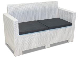 Biała sofa z technorattanu 2-osobowa Nebraska Bica