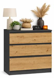 Niska Komoda Loft Z Szufladami Antracyt + Dąb Artisan G1-G65