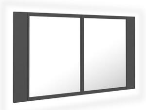 Szafka łazienkowa z lustrem i LED, czarna, 80x12x45 cm, akryl