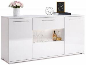 Biała duża komoda z witryną 150 cm H6-W75